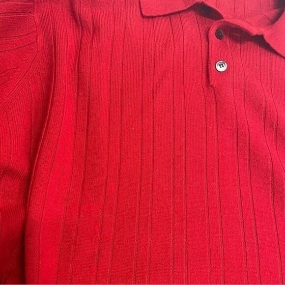 Geoffrey Beene Collar Sweater red Acrylic V-neck Mens Size XL vintage - Picture 6 of 8
